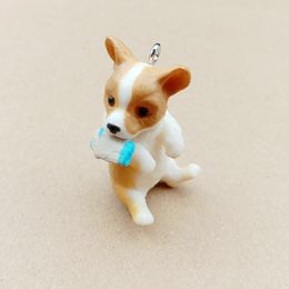 Charms 30-50MM Fashion Craft Animal Jewellery Resin 3D Pet Dog Puppy For Keychain Making Pendants Hanging Handmade Diy Material1302J