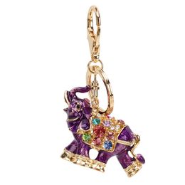 Selling Colourful Rhinestone Elephant Keychain Car Key Holder Drop Women Bag Ornaments Pendant Small Gift231k