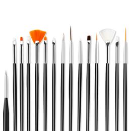 15pcs Nail Art Brush Set for Manicure Naild Acrylic Brushes For Gel Nail Polish Painting Drawing Nail Gel Pen