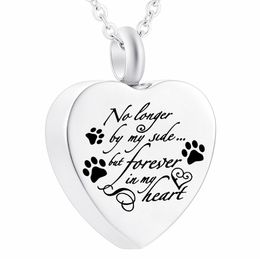 Love Jewellery Stainless Steel Cremation Memorial Urn Necklace for Ashes Dog/Cat Paws-No Longer by My Side Forever in My Heart