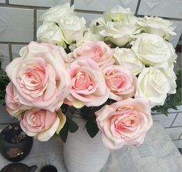 9-pronged big horn rose artificial wedding flower home decoration artificial flower artificial rose LY078