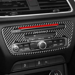 Car Interior Moulding Carbon Fibre Auto Sticker CD Central Control Panel Cover Trim Strips for Audi Q3 2013-2018 Accessories197g