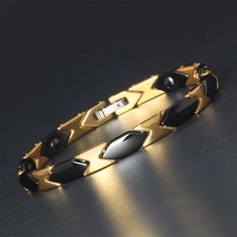 Black White Ceramic Bracelets For Women Fashion Stainless Steel Jewellery Womens Hand Accessories Health Magnetic Men's Bracelets