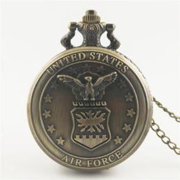 Antique Retro Bronze Mens United States Officers US Air force pendant USA Military USAF Men's Necklace Pocket Watch Pendants Jewellery