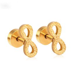 Gold/Silver Color Initial Screw Stud Earring for Women/Girl Trendy 316L Stainless Steel Ear Piercing Earring Jewelry