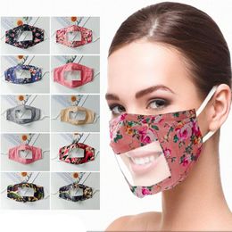 DHL Deaf dumb cotton cloth Designer Masks can see through dustproof printed protective face mask can washed and reused visual lip masks