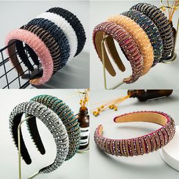 Rainbow Flower Crystal Beaded Hairband for Women Head Bezel Hair Hoop Rhinestone Pearl Headbands 11 styles HHC1806