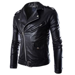 Men's Jacket Faux Leather Fashion Men's Autumn Winter Casual Leather Zipper Long Sleeve Jacket Coat Tops Many Pockets