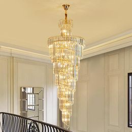 Modern Crystal Chandelier LED Light American K9 Crystal Chandeliers Lights Fixture Hotel Big Stair Project Pendant Lamp Home Indoor Lighting Modern Crystal Chandelier LED Light American K9 Crystal Chandeliers Lights Fixture Hotel Big Stair Project Pendant Lamp Home Indoor Lighting