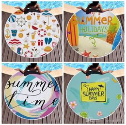 Summer Holiday Round Mats 150cm Fringed Design Prints Hawaii Styles Towel Lady Charm Tassel Beach Casual Lunch Shawl Popular 26ql G2