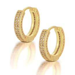 High Quality Gold Silver Ice Out Bling CZ Hoops Earrings for Men Women Nice Earrings Gift