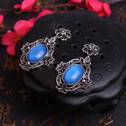 Retro temperament Semi-precious stones earring Female blue earring classical elegant Hypoallergenic ear Jewellery