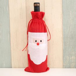 200pcs Santa Claus Gift Christmas Decorations Red Wine Bottle Cover Bags Xmas Santa Champagne wine Bag Xmas Gift LX3322