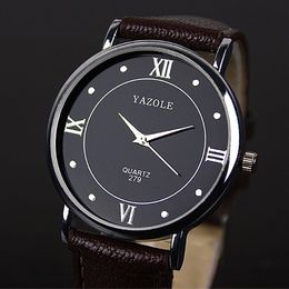 Yazole Fashion Business Classic Simple Men Watches Leather Strap Quartz Wrist Watch Relogio Masculino 279