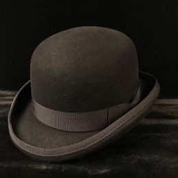 4Size 100% Wool Women's Men's Black Bowler Hat Gentleman CrushableTraditional Billycock Groom Hats
