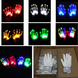 LED Gloves Party Decorations Colourful Flashing Gloves Party Supplies Rainbow Glowing Gloves Fluorescent Dance Performance Props HHB1562