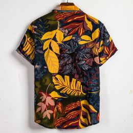 Hot Sale Mens Shirt New Stylish masculina hawaiian shirt Mens Vintage Ethnic Printed Turn Down Collar Short Sleeve Loose Shirt