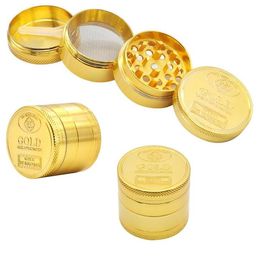 2020 New pattern Metal grinder with 4 layers of gold coin pattern smoking accessory Manual smoke grinder