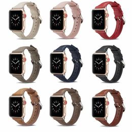 Leather Band Slim & Thin Wristband for Apple Watch iWatch Series 5/4/3/2/1 38mm 40mm 42mm 44mm