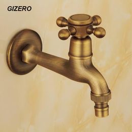 Antique Laundry Faucet Long Spout 100% Solid Brass Fashion Washing Machine Taps Copper Retro Classic Wall Mounted ZR199