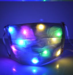 LED Light up Halloween Christmas Designer Face Masks Colorful LED Luminous Mask Disposable Prom Nightclub Halloween Decoration Glowing Mask