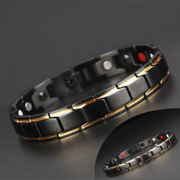 Magnetic Hematite Stainless Steel Bracelet for Women Men's Therapy Biker Bangles ManGold Black Health Care Bracelets Jewellery