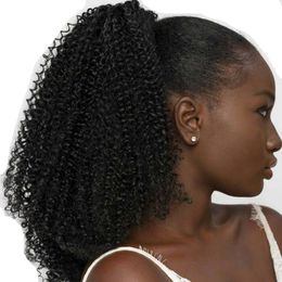 Curly Ponytail Extension for Black Women Brown Colour Drawstring Ponytail Curly for African Women Human Hair Afro Kinky Ponytail Extension