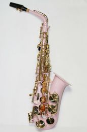 New for Girl Eb Tune Alto Saxophone Surface Pink Gold Plated E Flat Alto Sax Musical Instrument with Case