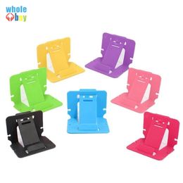 Wholesale Candy Color Phone Holder Stand Plastic Folding Dual Mobile Phone Universal Bracket For Samsung Huawei HTC Card Stand 3000pcs/lot