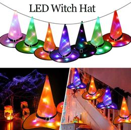 Halloween Witch Hat with LED Light Glowing Witches Hat Hanging Halloween Decor Suspension Tree Glowing Hat for Kids Adult Free Shipping