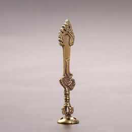 Cool Ancient Brass Portable Pressure Stick Dry Herb Tobacco Porous Holder Sword Shape Press Rod Portable Innovative Design Smoking Tool