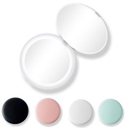 Four Color 10X Magnifying LED Lighted Mini Round Makeup Mirror Compact Travel Portable Sensing Lighting Makeup Mirror Make up Tool