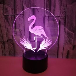 -3D original luzes led Flamingo Stereo Visão candeeiro de mesa colorido tridimensional de poupança de energia Eye proteção LED 3D Night Light