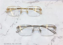 New fashion design optical glasses 0218OA square K gold half frame transparent lens retro simple business style unisex transparent eyeglasses