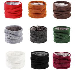 Winter scarf for women/men plus velvet thick striped scarf solid Colour women outdoor warmth beanie protect neck ears beanie