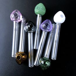 Strawberry Tobacco Smoking Accessories Colourful Striaight Type Bubbler Shisha Dab Rigs Pyrex Glass Oil Hand Pipes Multicolor Spoon Pipes