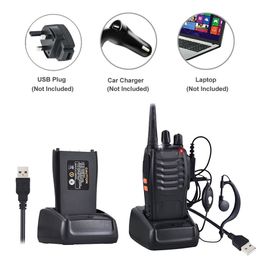 Freeshipping 4PCS/LOT Walkie Talkie USB charge adapter BF-888S UHF 400-470MHZ 2-Way Radio 16CH Long Range with earphone