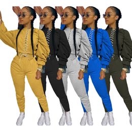 women designer tracksuit long sleeve pantsuit outfits two piece set sportsuit pullover + legging women clothes jogger sport suit klw4926