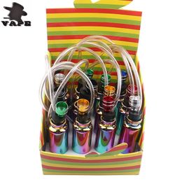 Rainbow Aluminium alloy pipe Smoking Blown Glass Pipes Cheap Pyrex Glass Tobacco Spoon Pipes Mini Small Bowl Pipe Water pipes DHL free