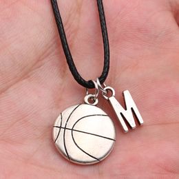 2020 New A-Z Letter Basketball DIY Handmade Pendant Leather Necklace For Men Women Fashion Jewellery Couple Holiday Gift