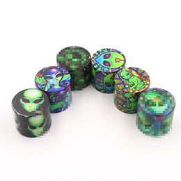 Colourful 3D Printing Alien Pattern Dry Herb Tobacco Grind Spice Miller Grinder Crusher Grinding Chopped Hand Muller Cigarette Smoking Tool