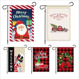 Christmas Garden Flags Santa Claus Garden Flag Printed Banner Flags Christmas Decoration Wholesale Size About 32*49cm 5 Designs BT435