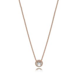 100% 925 Sterling Silver Round Heart-shaped Romantic with Clear CZ Simple Necklace for Women Original Fashion Jewelry Gifts Six