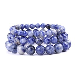 6mm 8mm 10mm Blue Dot Stone Beaded Bracelet Balance Yoga Friendships Strand Jewellery for Women Men