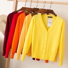 Women's Sweaters 28 Colors knitted cardigans spring autumn cardigan women casual long sleeve tops V neck solid women sweater coat 200918