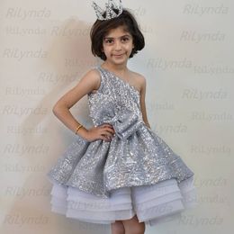 Ball Gown Girls Pageant Dresse Pearls Lace Applique Princess Tulle Puffy Kids Flower Girls Birthday Gowns