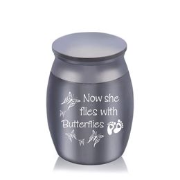 30x40mm Aluminium alloy Butterfly Cremation Urns Ashes Holder Keepsake Memorial Mini Urn with pretty package bag