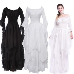 Старинные викторианские средневековые платья Ренессанс Черное готическое платье Женщины Косплей Хэллоуин Костюм PROM PROM Princess Plang Plus Plus Size 5XL