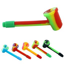 silicone pipe smoking tobacco pipes oil bong wax burner rig cleaner 3.9" long A spoon-shaped