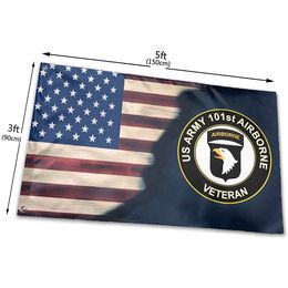 3x5ft Us Army Veteran 101st Airborne Division Flag , Custom Printed Hanging National Outdoor Indoor , Free Shipping